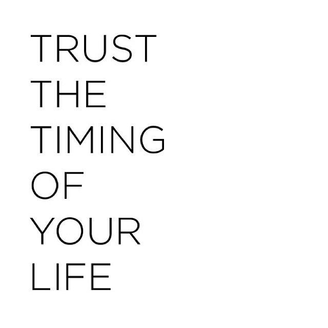 Trust the timing of your life. 